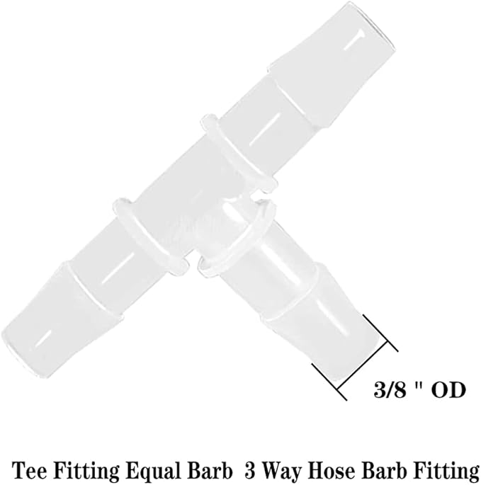 3/8" Tee Fitting Equal Barb 3 Way Hose Barb Fitting，Splicer Joint Mender Adapter Union Fitting for Fuel Gas Liquid Air (Pack of 5)-VerdiqueGarden