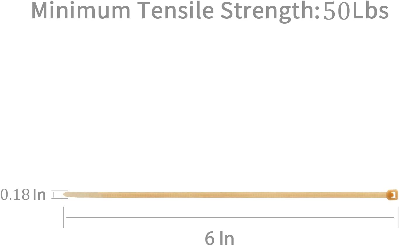 XINGO 100PCS Cable Zip Ties Heavy Duty, Premium Nylon Plastic Wire Ties with 50 Pounds Tensile Strength, Self-Locking Black Nylon Zip Ties for Indoor and Outdoor (6 inch, Gold)-VerdiqueGarden