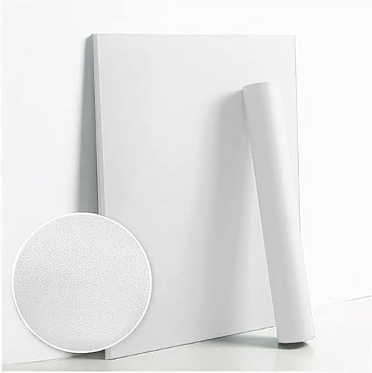 Dimoon 78.7''x17.7'' White Thicken Peel and Stick Wallpaper Contact Paper Modern Self Adhesive Wall Paper Removable Renter Friendly Textured Solid Color Vinyl Roll (78.7''x17.7'',White Thicken)-VerdiqueGarden