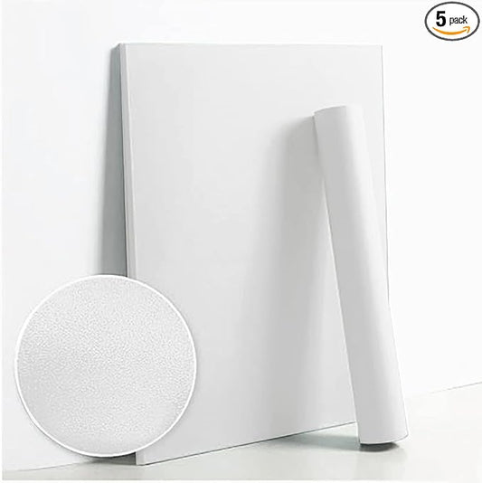 Dimoon 394''x23.6'' White Thicken Peel and Stick Wallpaper Contact Paper Modern Self Adhesive Wall Paper Removable Renter Friendly Textured Solid Color Shelf Vinyl Roll (394''x23.6'',White Thicken)-VerdiqueGarden