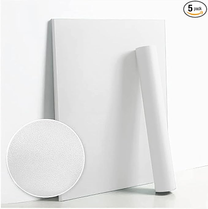 Dimoon 236''x23.6'' White Thicken Peel and Stick Wallpaper Contact Paper Modern Self Adhesive Wall Paper Removable Renter Friendly Textured Solid Color Shelf Vinyl Roll (236''x23.6'',White Thicken)-VerdiqueGarden