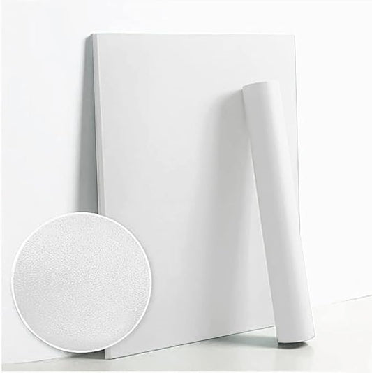 Dimoon 394''x17.7'' White Thicken Peel and Stick Wallpaper Contact Paper Modern Self Adhesive Wall Paper Removable Renter Friendly Textured Solid Color Vinyl Roll (394''x17.7'',White Thicken)-VerdiqueGarden