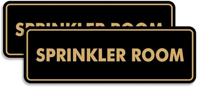 Signs ByLITA Standard Sprinkler Room Sign (Black Gold) - Medium 2 Pack-VerdiqueGarden