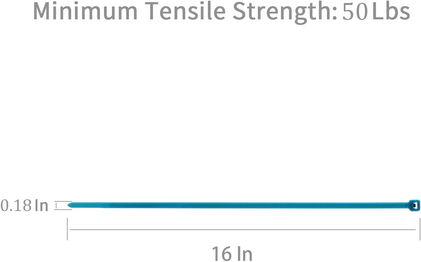 XINGO 100PCS Cable Zip Ties Heavy Duty, Premium Nylon Plastic Wire Ties with 50 Pounds Tensile Strength, Self-Locking Black Nylon Zip Ties for Indoor and Outdoor (16 inch, Blue)-VerdiqueGarden
