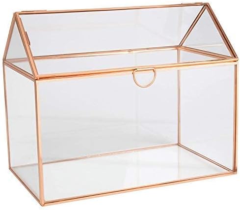 D'Eco Glass House Plant Terrarium (10"x6"x8") - Indoor Tabletop Gold Geometric Planter Terrarium for Succulents, Air Plants, Moss - Home, Garden, Wedding & Office Decor - Gift for Plant Lovers-VerdiqueGarden