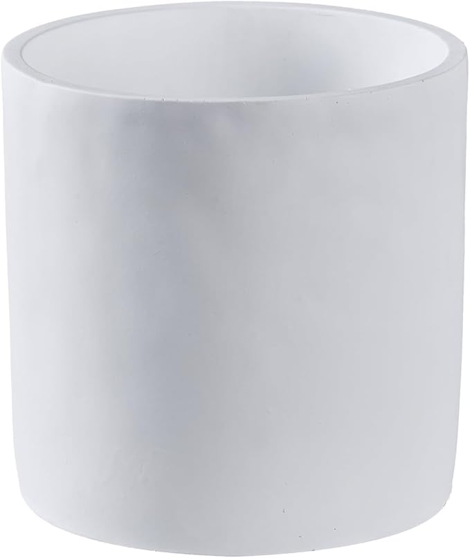 11 Inch Pot for Plants, Large Cement Planter with Drainage Hole, Mid-Century Modern Concrete Flower Pots for Home Decor, Office & Outdoor (White)-VerdiqueGarden