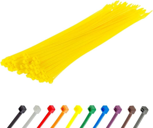 GTSE 12 Inch Yellow Zip Ties, 100 Pack, 50lb Strength, UV Resistant Long Nylon Cable Ties, Self-Locking 12" Tie Wraps-VerdiqueGarden