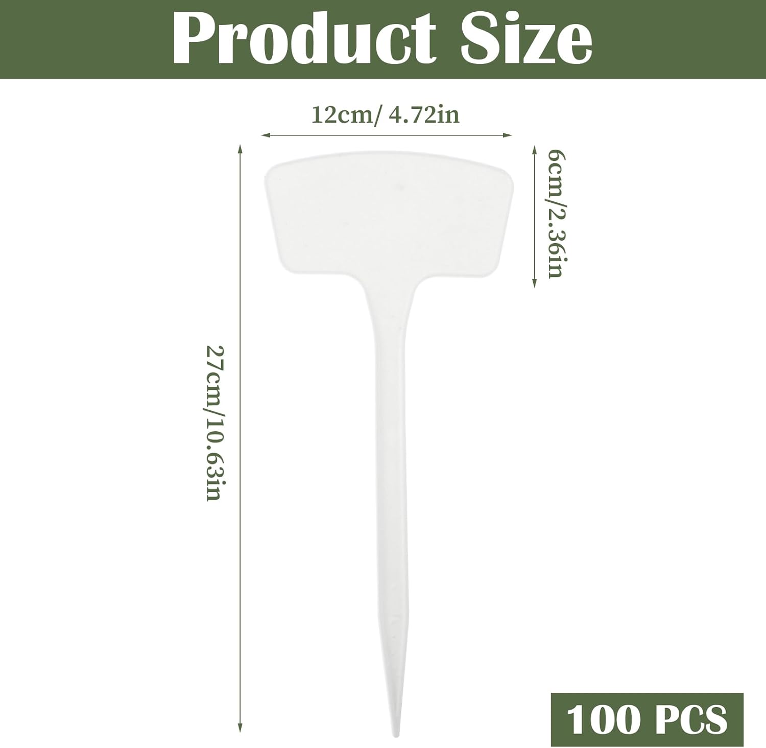 100 Pcs Plant Labels,T-Type 10.63inch Large Plastic Plant Tags Waterproof Plant Makers Nursery Garden Labels for Outdoor Indoor Plants Herbs Flowers Vegetable Potted Belt Marker Pen (White)-VerdiqueGarden