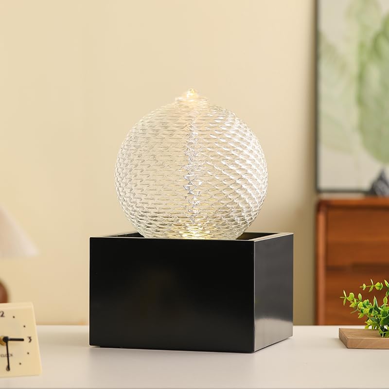 Indoor Water Feature Tabletop Ceramic Fountain Home Kitchen Office Decoration Modern Design Style (Black biger Size)-VerdiqueGarden