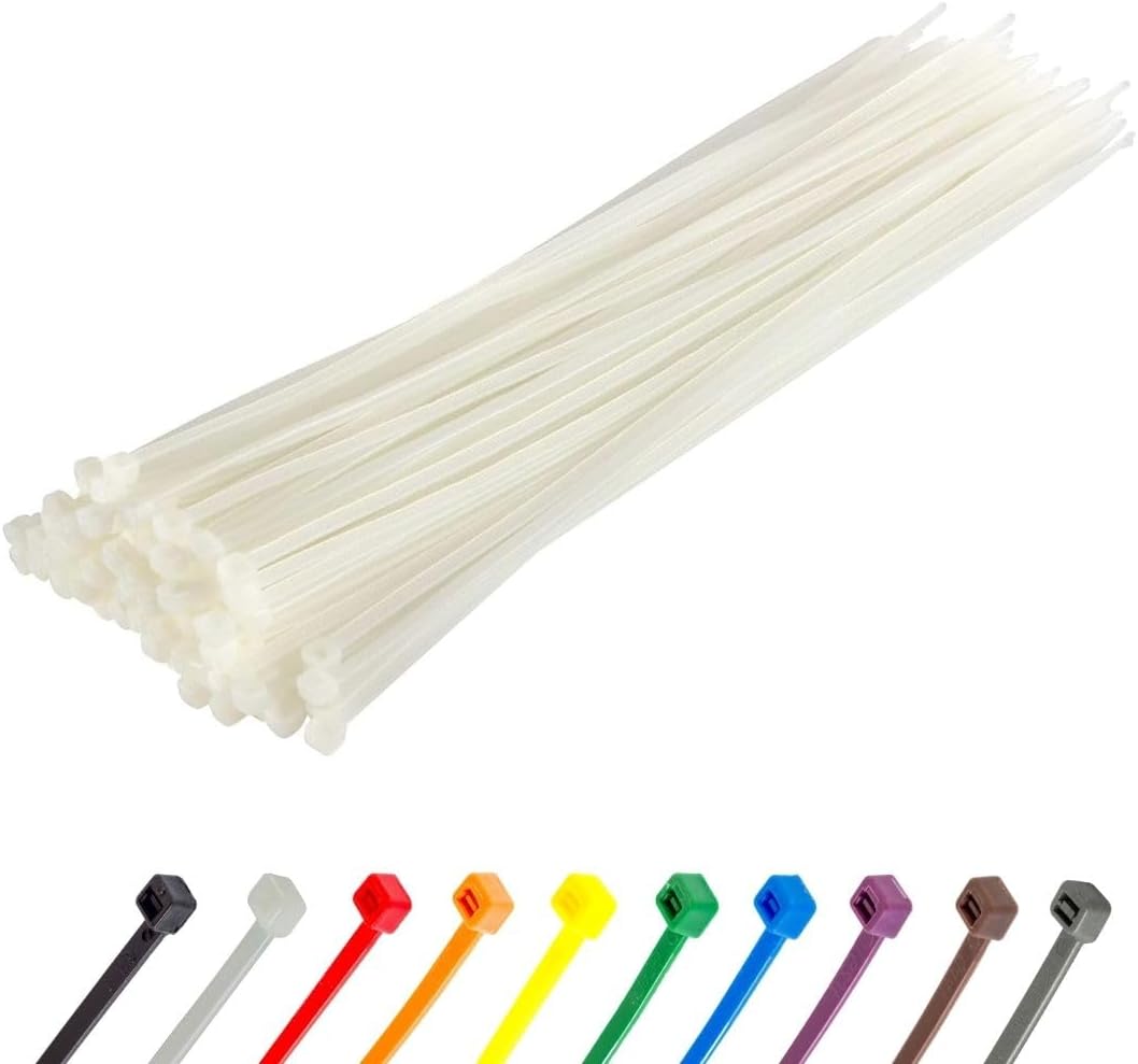 GTSE 14 Inch White/Clear Zip Ties, 100 Pack, 50lb Strength, UV Resistant Long Nylon Cable Ties, Self-Locking 14" Tie Wraps-VerdiqueGarden