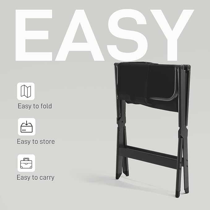 EVER ADVANCED Aluminum Lightweight Directors Chair Foldable, Folding Studio Movie Chairs Camping Event Vendor Chair, 19" Seat Height Black Fabric/Grey Frame, Support 350lbs-VerdiqueGarden