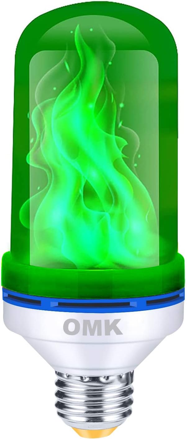 OMK Green Led Flame Light Bulb LED Christmas Decorations Fire Light Bulbs - Upgraded Halloween Bars Porch Light Bulb Flickering Fire LED Lamps for Indoor/Outdoor/Holiday Decoration Gifts-VerdiqueGarden