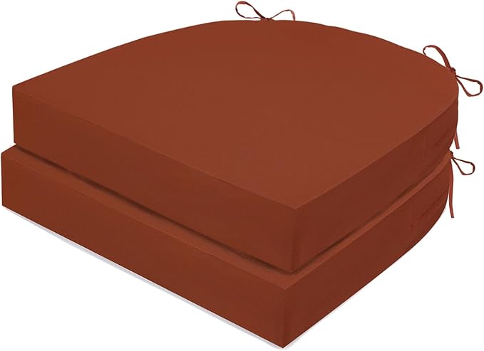 Outdoor Chair Cushions Set of 2, Waterproof Foam Patio Seat Cushions with Ties for Garden Sofa & Dining Furniture, 3-Year Color Fastness, 16x17x2 Inch, Spcie-VerdiqueGarden