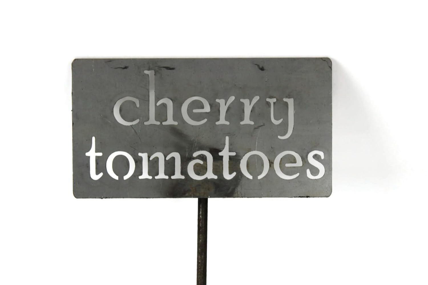 Classic Metal Garden Markers 19 Inches Tall (cherry tomatoes, Raw, Unfinished Steel (will rust with time))-VerdiqueGarden