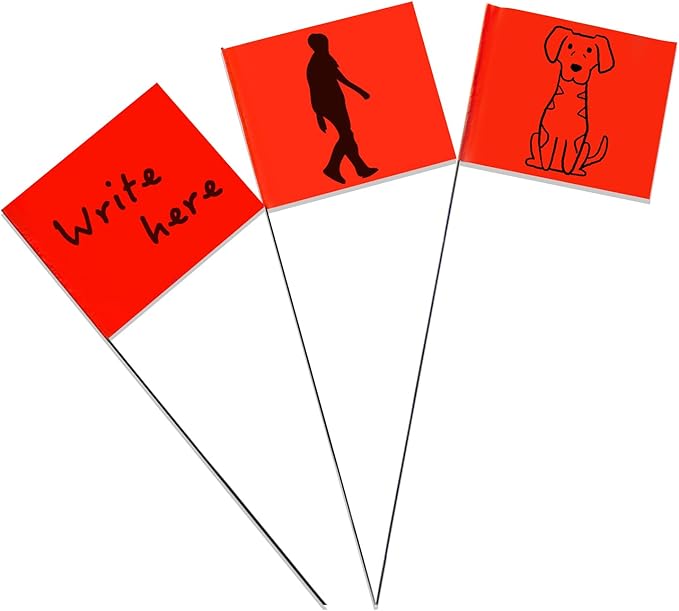 Zozen 100Pack Red Marking Flags, Writable/15x4x5 Inch, Yard Flags for Lawn & Irrigation & Landscape & Sprinkler & Survey & Dog Training.-VerdiqueGarden