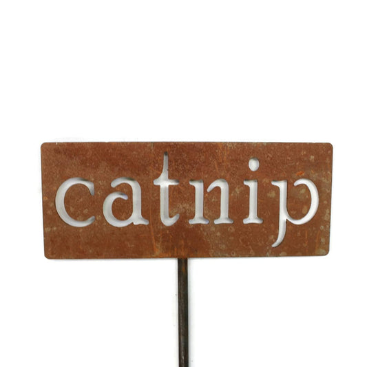 Classic Metal Garden Markers 19 Inches Tall (catnip, Naturally Rusted)-VerdiqueGarden
