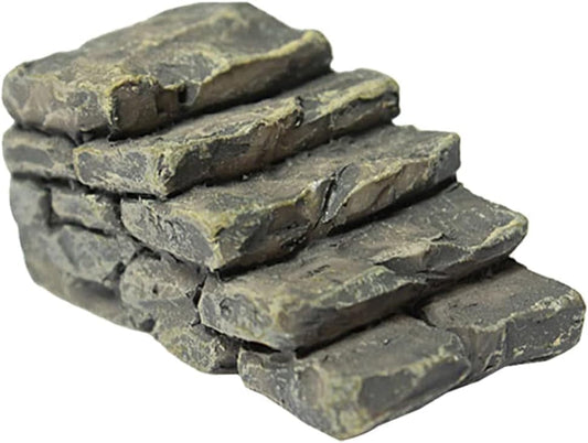 1Pc Gray Outdoor Miniature Resin Bridge Stair Stone Straight Bridge Stairs Stone Steps Garden Fairy Ornament Flower Pot Plant Micro Landscaping Decor Bonsai Craft Straight Stairs Statues Décor-VerdiqueGarden
