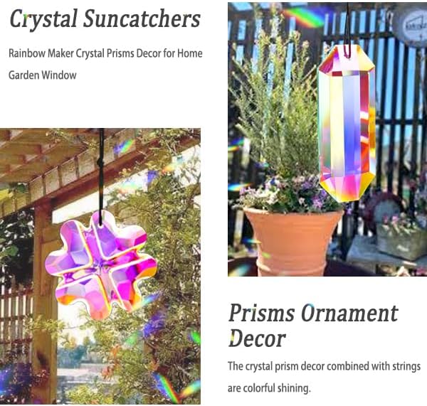 4PCS Colorful Crystal Prism Pendant Suncatcher Hanging Crystal Decor for Home Indoor Outdoor Car Making Rainbows-VerdiqueGarden