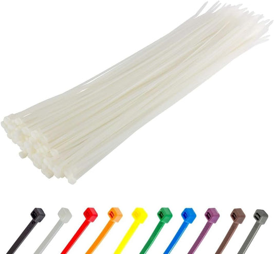GTSE 8 Inch White/Clear Zip Ties, 100 Pack, 18lb Strength, UV Resistant Strong Nylon Cable Ties, Self-Locking 8" Tie Wraps-VerdiqueGarden