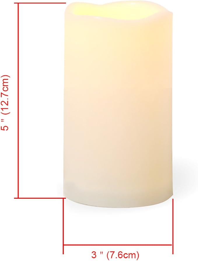 iZAN 3-Pack Outdoor Flameless LED Battery Operated Candles with Remote Waterproof Flickering Electric Pillar Candles for Halloween Chirstmas Home Wedding Party Festival Décor Long Battery Life 3”x5”-VerdiqueGarden