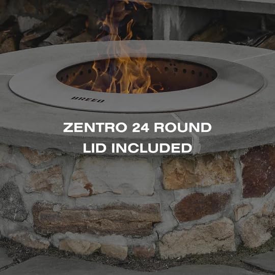 Breeo Zentro Stainless Steel Fire Pit Insert - Smokeless Firepit Ring Insert for Outdoor Fire Pit - for Outside Block, Stone, & Concrete Backyard Firepit Surrounds - Lid Included - Round 24"-VerdiqueGarden