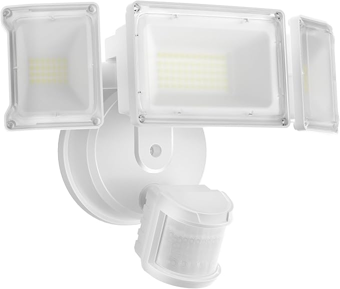 Olafus 75W Motion Sensor Outdoor Lights, 7000lm Motion Flood Light Dusk to Dawn, IP65 Waterproof LED Security Floodlights, 6500K Motion Detector Lights for Outside, White-VerdiqueGarden
