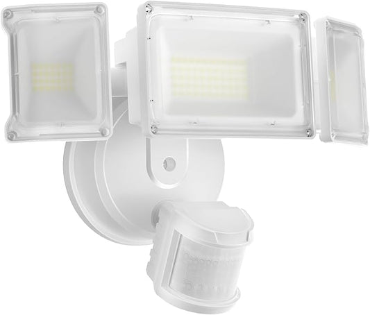 Olafus 75W Motion Sensor Outdoor Lights, 7000lm Motion Flood Light Dusk to Dawn, IP65 Waterproof LED Security Floodlights, 6500K Motion Detector Lights for Outside, White-VerdiqueGarden