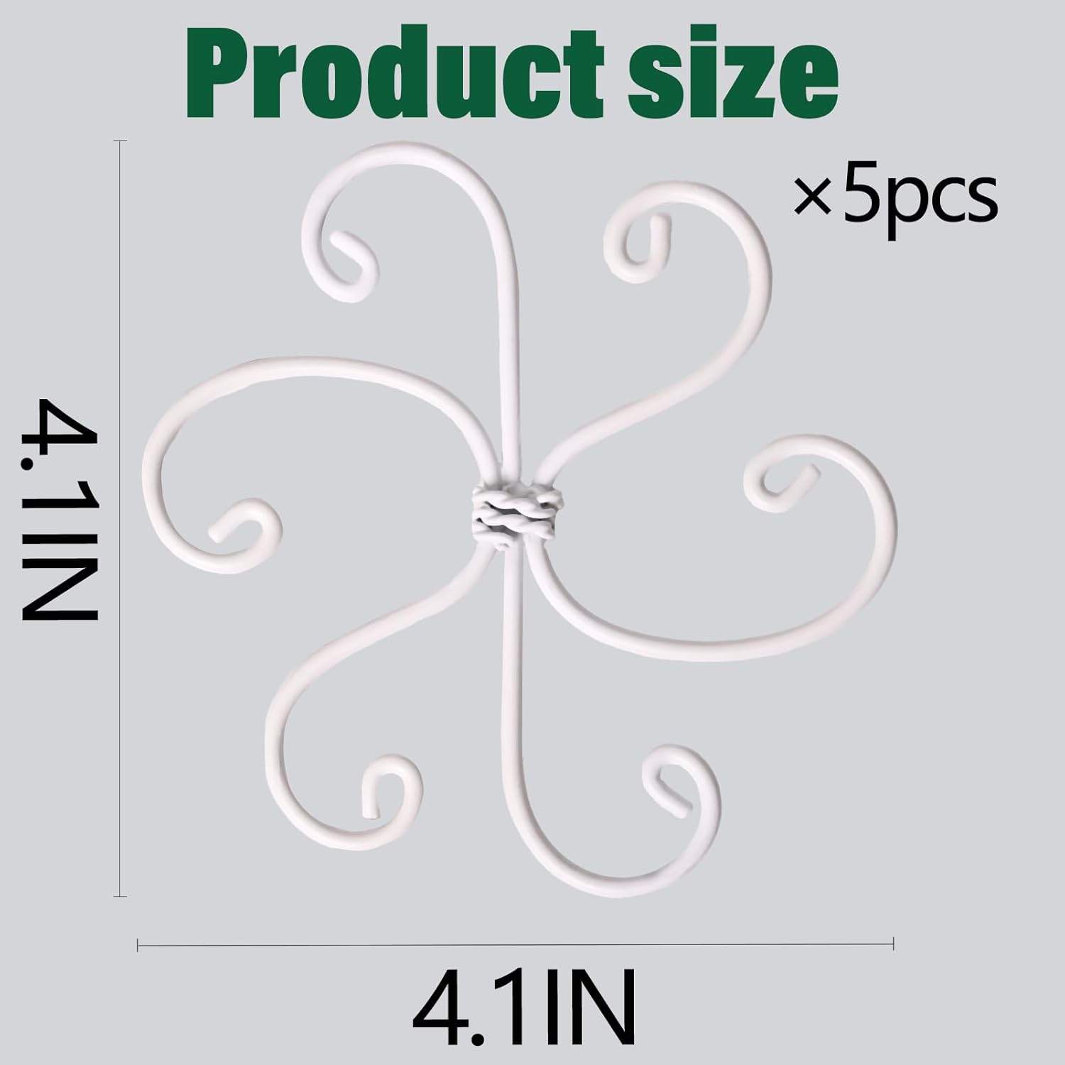 5PCS Monstera Plant Support Hook White 4.1 * 4.1 Inch – Set of 5 Durable Metal Stem Stabilizer Clips & Soft Grip Leaf Holders for Healthy Growth of Monstera & Fishbone Cactus-VerdiqueGarden