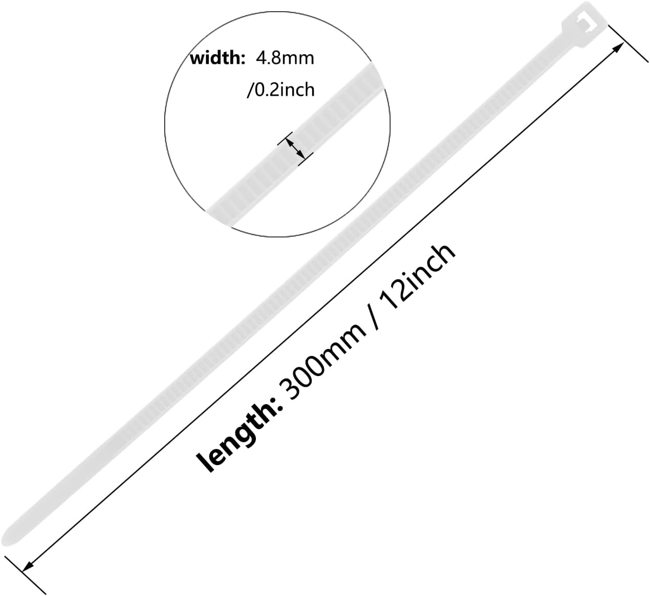 12 Inch Zip Ties White 1000 PCS, 50 Lbs- Heavy Duty Tensile Strength, Nylon PA66 UV Resistant Cable Ties for Indoor and Outdoor Use - Ideal for object bundling and fastening-VerdiqueGarden