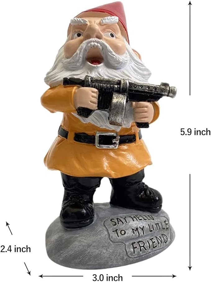 Garden Gnomes Outdoor Funny Garden Gnomes Funny Gnomes with Guns - for Indoor Outdoor Garden Gnome Sculpture Patio Yard Lawn Dwarf Decoration-VerdiqueGarden