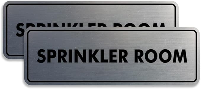 Signs ByLITA Standard Sprinkler Room Sign (Brushed Silver) - Large 2 Pack-VerdiqueGarden