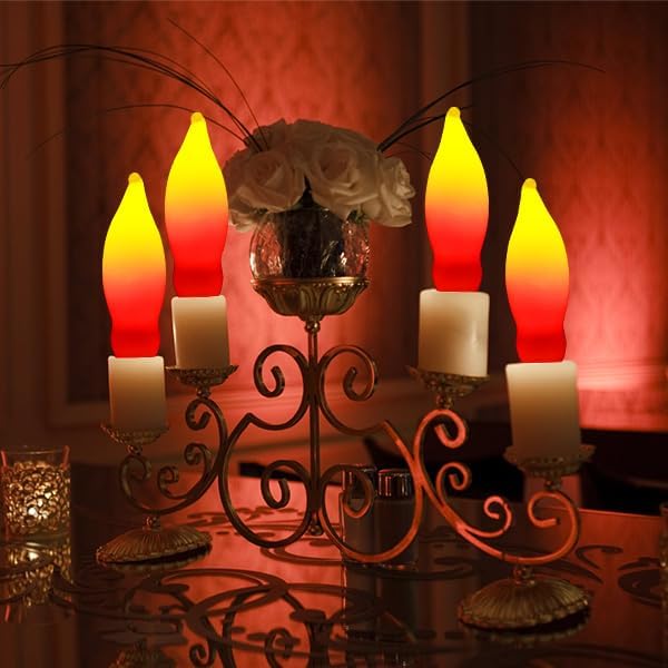 12 Pack C7 Replacement Bulbs E12 Candelabra Bulb - Red Yellow Incandescent Light Bulbs, Perfect as Halloween Christmas Light Bulbs, Candle Light Bulbs, 7 Watt, E12 Base-VerdiqueGarden