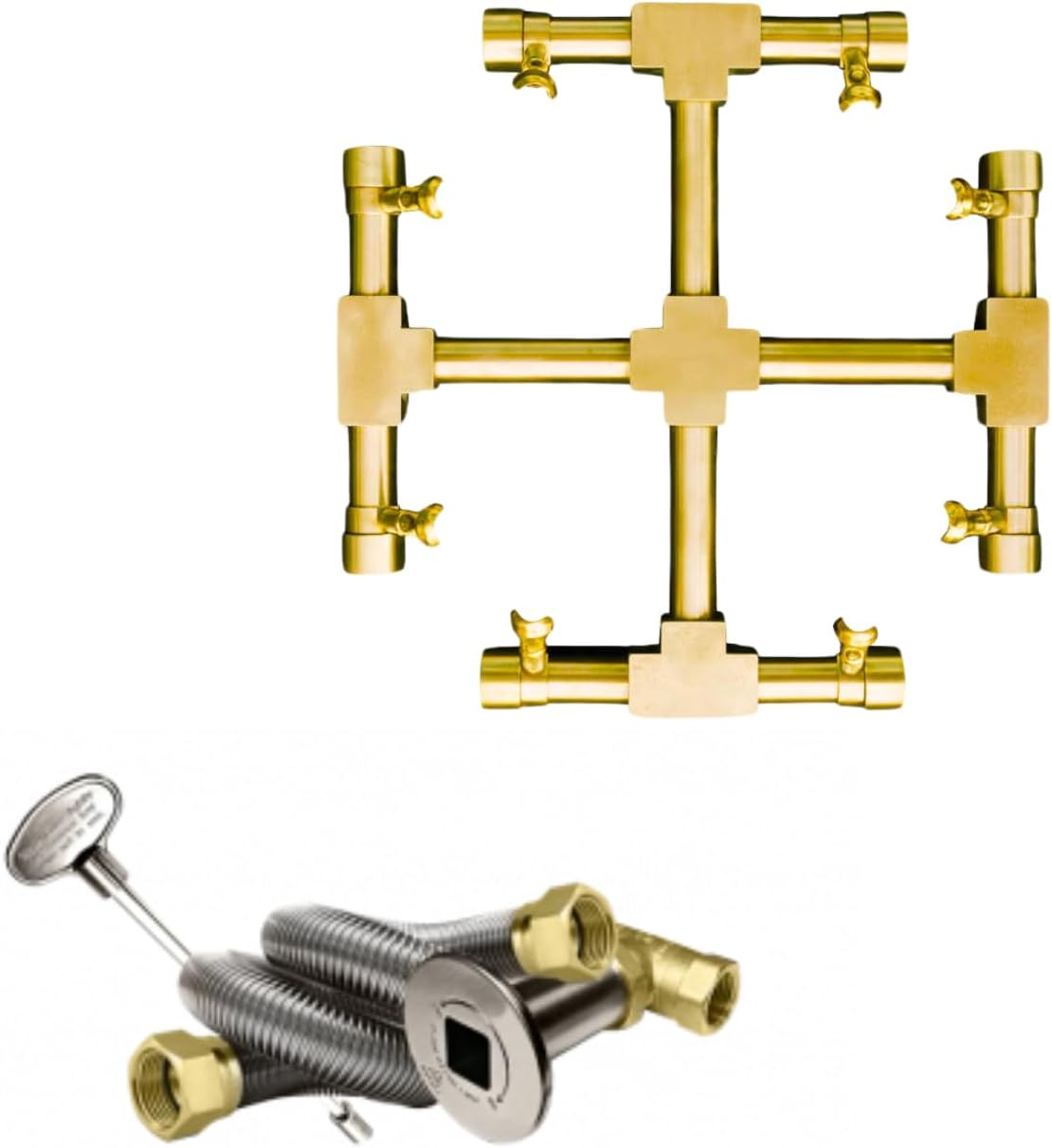 11" Inch Brass Jet Burner for Round & Square Fire Pit - Natural Gas or Propane Fire Pit Fireplace - Premium Fire Pit Burner for Outdoor (11" Inch, Propane)-VerdiqueGarden