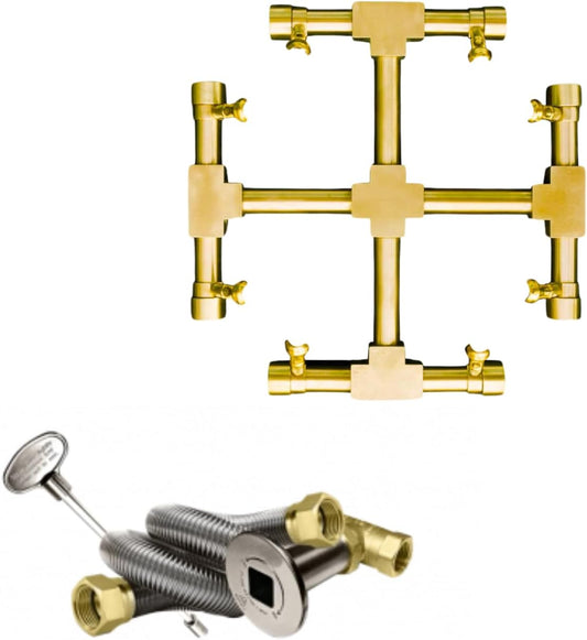 11" Inch Brass Jet Burner for Round & Square Fireplace - Natural Gas or Propane Fire Pit - Premium Outdoor Fire Pit Burner-VerdiqueGarden