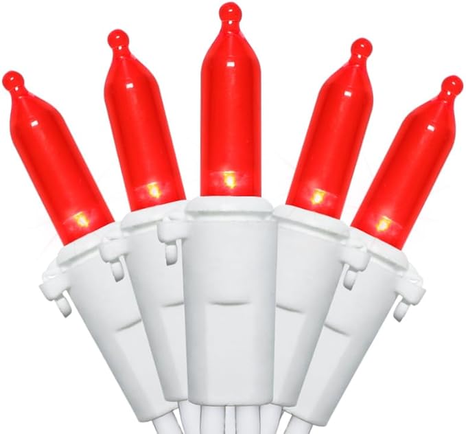 Red LED Christmas Lights - 100 Count Red Christmas String Lights for Tree, Party, Bedroom, Wedding, Indoor and Outdoor Valentines Day Decorations, 33 Feet White Wire, UL Certified, Connectable-VerdiqueGarden