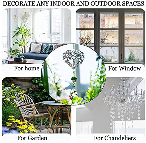 H&D HYALINE & DORA Tree of Life Crystal Suncatchers Crystal Drop Prism Rainbow Maker Hanging for Home Garden Decoration, Heart Shaped-VerdiqueGarden