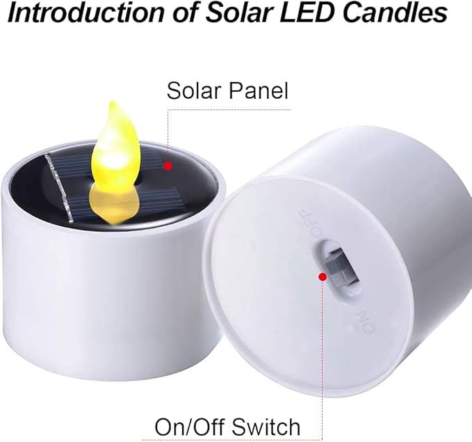 Solar Candle Lights,Flameless Candle Lights,Solar Rechargeable Tea Wax lamp,6 flameless Candle Light, Suitable for Wedding, Valentine's Day, Halloween, Christmas (Small Solar Candle)-VerdiqueGarden