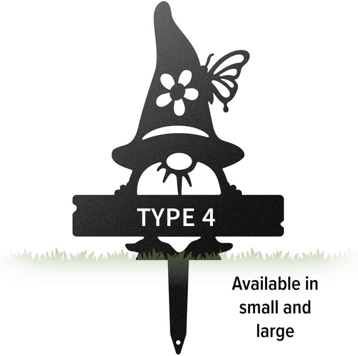 RealSteel Customizable Gnome Seed & Plant Markers – Durable Metal Garden Stakes for Herbs, Fruits & Vegetables – Weatherproof Tags for Farmhouse & Greenhouse Décor (Type 4, Large)-VerdiqueGarden