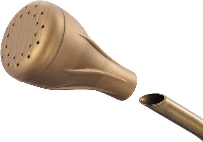 1/2 Gallon 68oz Long Spout Stainless Steel Gold Colored Watering Can for Indoor Plant Watering or Outdoor Gardening with 2 Removable Spray Spout for Flowers, Medium-VerdiqueGarden