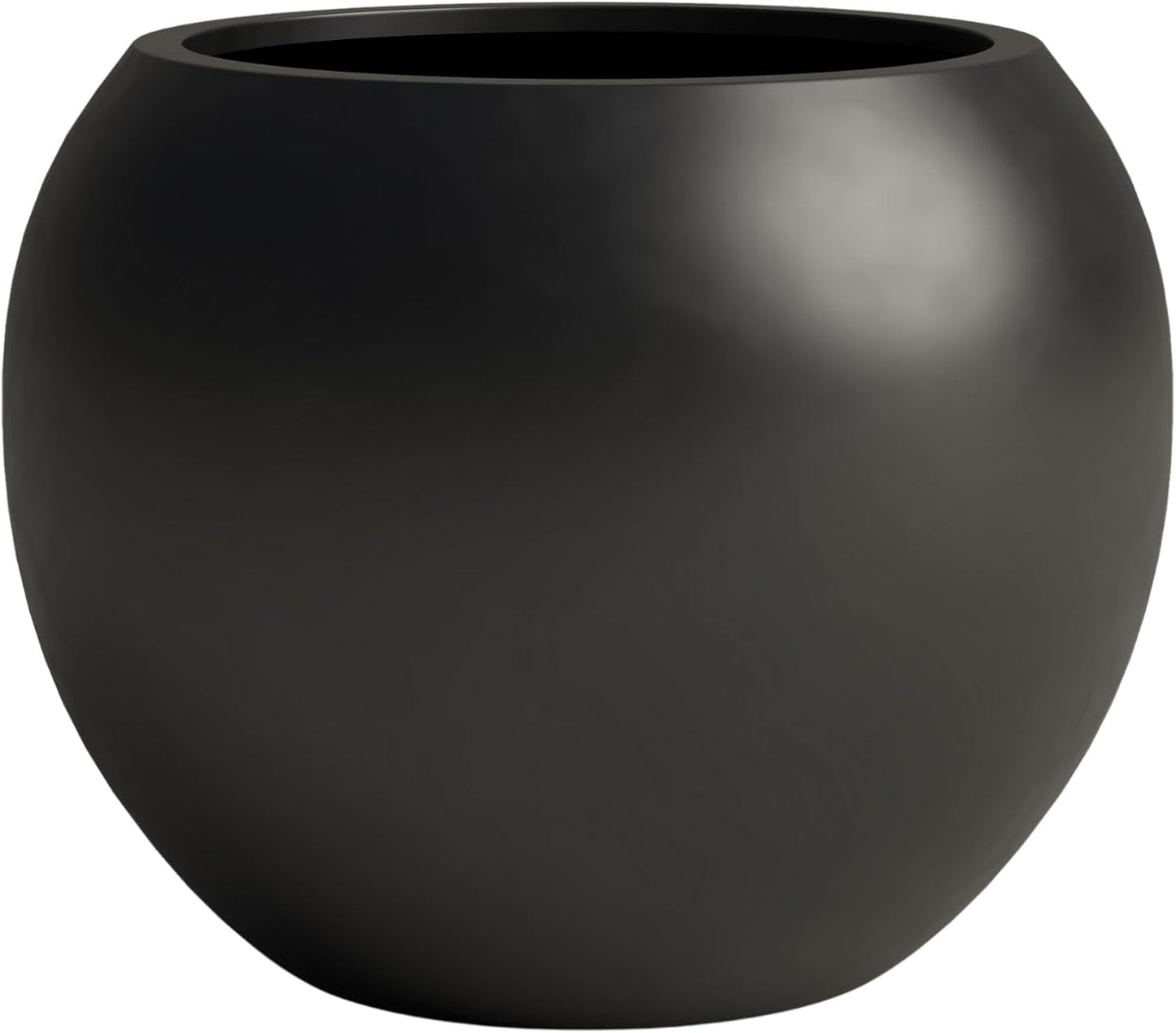 DTY Signature Mount Sherman Lightweight Durable Modern Fiberstone Sphere Planter for Indoor & Outdoor Drainage Hole & Rubber Plug Weather Resistant, 17" H x 21" Dia 14.4" Pot Opening - Large, Black-VerdiqueGarden