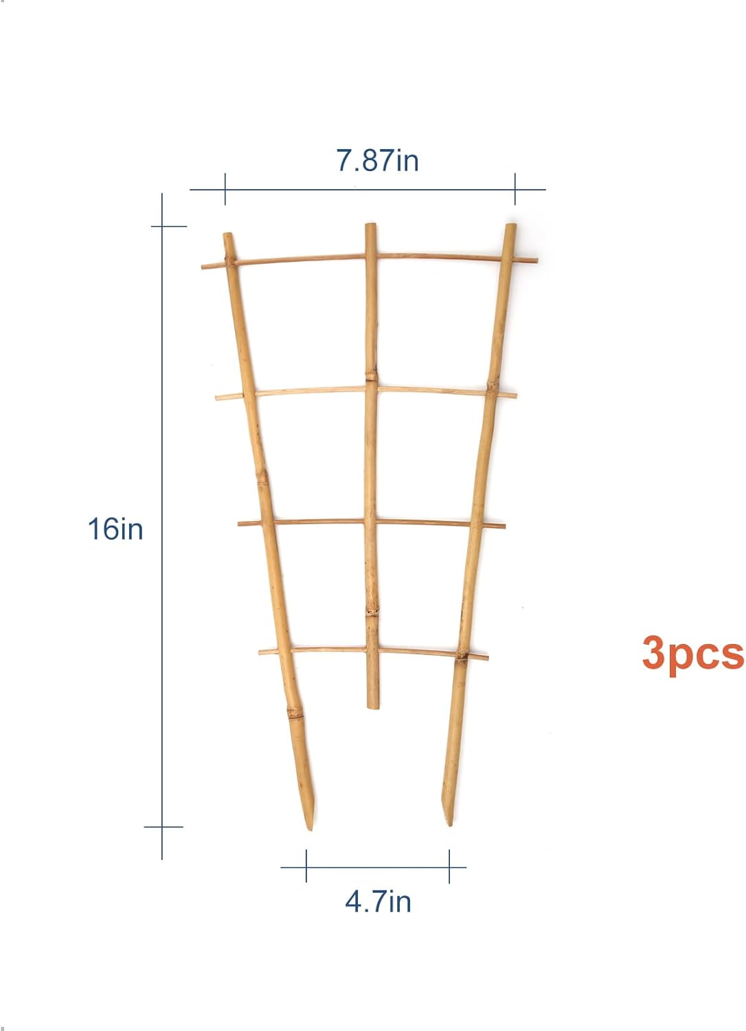3Pack Bamboo Trellis 16 Inch Fan Shaped Small Plant Trellis for Indoor Potted Plants Climbing Monstera Orchid Vine Hoya Houseplant-VerdiqueGarden