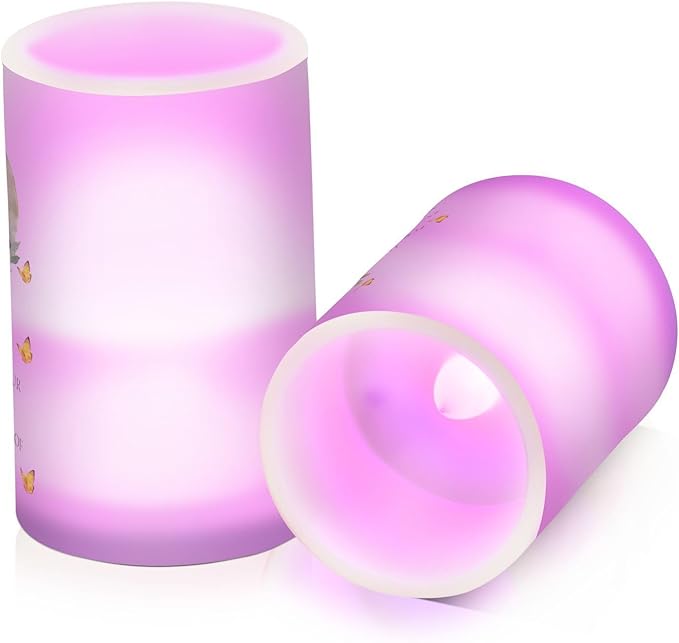 Vdsrup Flameless Candles Set of 2 Memorial Custom LED Candles with Timer Battery Operated Sunflower Candle Lights Flickering with Remote for Home Bedroom Decor-VerdiqueGarden