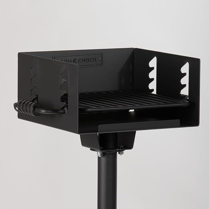 Titan Great Outdoors Park-Style Grill V2, 256 Sq. In Charcoal Grill with Base Anchor, Single Post Outdoor Cooking Backyard BBQ, Camp Grilling Barbecues-VerdiqueGarden