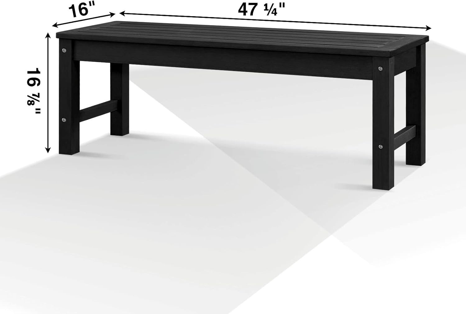 Psilvam Knight Bench Set of 2, Two Person Outdoor Poly Lumber Patio Backless Bench, Weatherproof Garden Bench That Never Rot and Fade, Suit for Church, School, Garden, Porch and Park (Black)-VerdiqueGarden