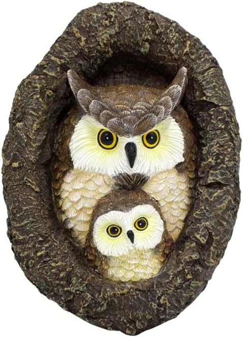 Owl Mom and Owlet Tree Hugger, Outdoor Garden Sculpture Tree Faces, Owl Bird Garden Resin Statue, Tree Peeker Ornament, Durable & Waterproof, Decorations Gardening Presents for Housewarming Birthday-VerdiqueGarden