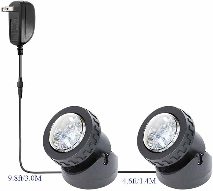 Pond Lights with Timer, Colored Fountain Lights IP68 Waterproof Pond Light, Underwater LED Dimmable Outdoor Lights for Fish Tank Pond Fountain Garden Landscape, 2 Lights-VerdiqueGarden