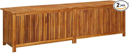 vidaXL Outdoor Storage Box, Deck Box with Gas-Lift Lid, Storage Chest with Water-Resistant Zippered Bag Inside, 78.7''x19.7''x22.8'', Solid Acacia Wood-VerdiqueGarden