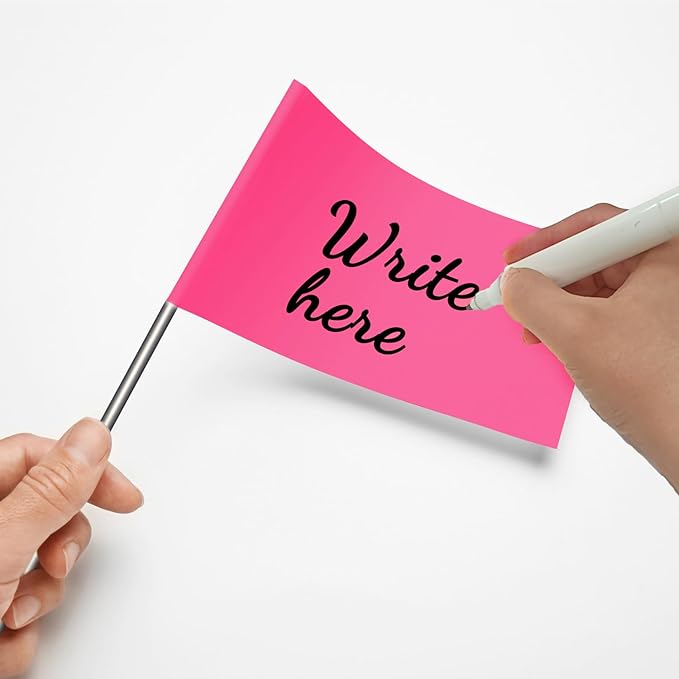 Zozen 100Pack Fluorescent Pink Marking Flags, Writable/15x4x5 Inch, Yard Flags for Lawn & Irrigation & Landscape & Sprinkler & Survey & Dog Training.-VerdiqueGarden