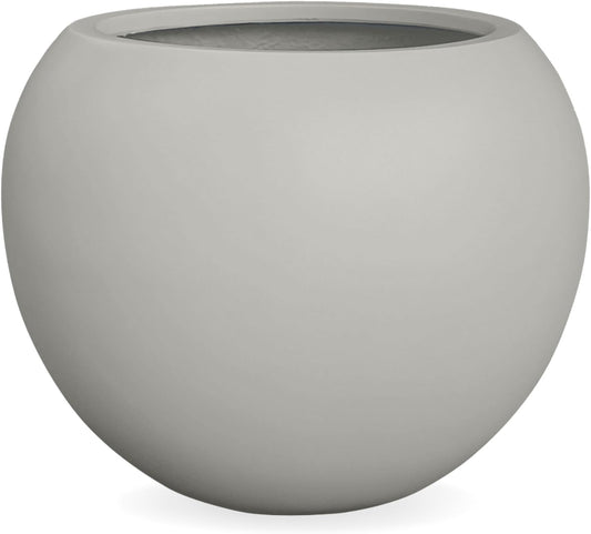 Globo Large Fiberstone Plant Pot, Large Planters for Indoor Plants, Outdoor Planters for Porch (Light French Gray, 20" D x 16" H)-VerdiqueGarden