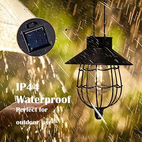 YAKii 6 Pack Solar Lantern Hanging Waterproof Outdoor Metal Solar Lamp with Warm White Light Decorate for Yard Garden Pathway Patio Porch (Black)-VerdiqueGarden